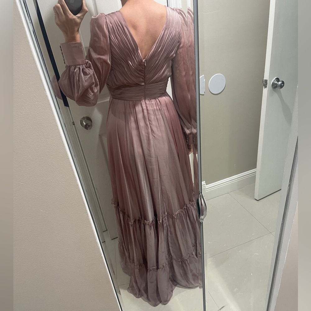 Mac Duggal Faux Wrap Long Sleeve
Tiered Gown - Picture 8 of 9